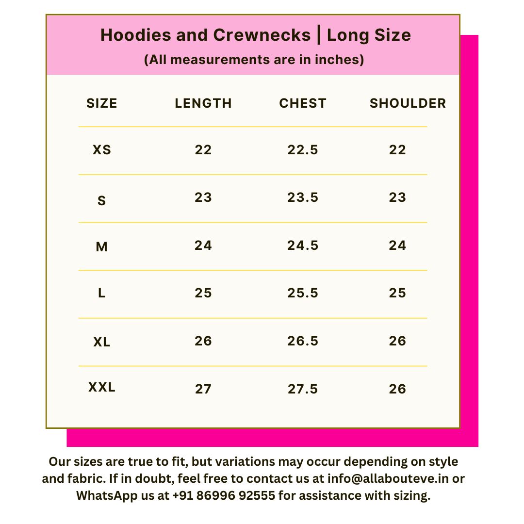Size Chart for Overwhelmed Crewneck
