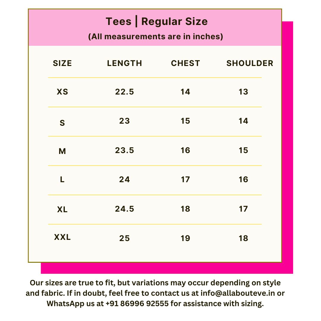 Size Chart for All Smiles, Occasional Tears T-Shirt