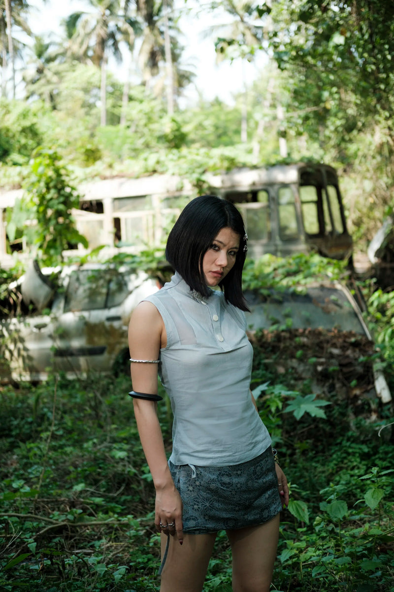 Ashen Muse Mock-Neck Top