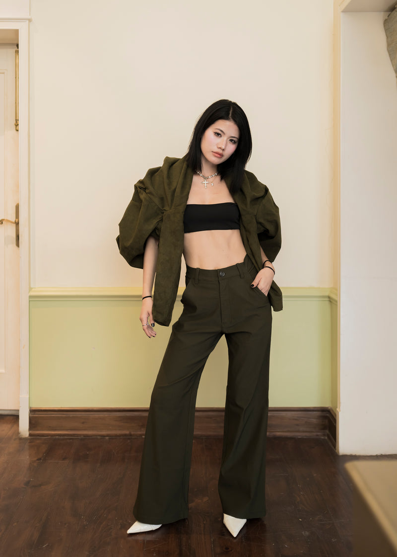 Eve India women Clothing Eve Line Pants - Dark Olive