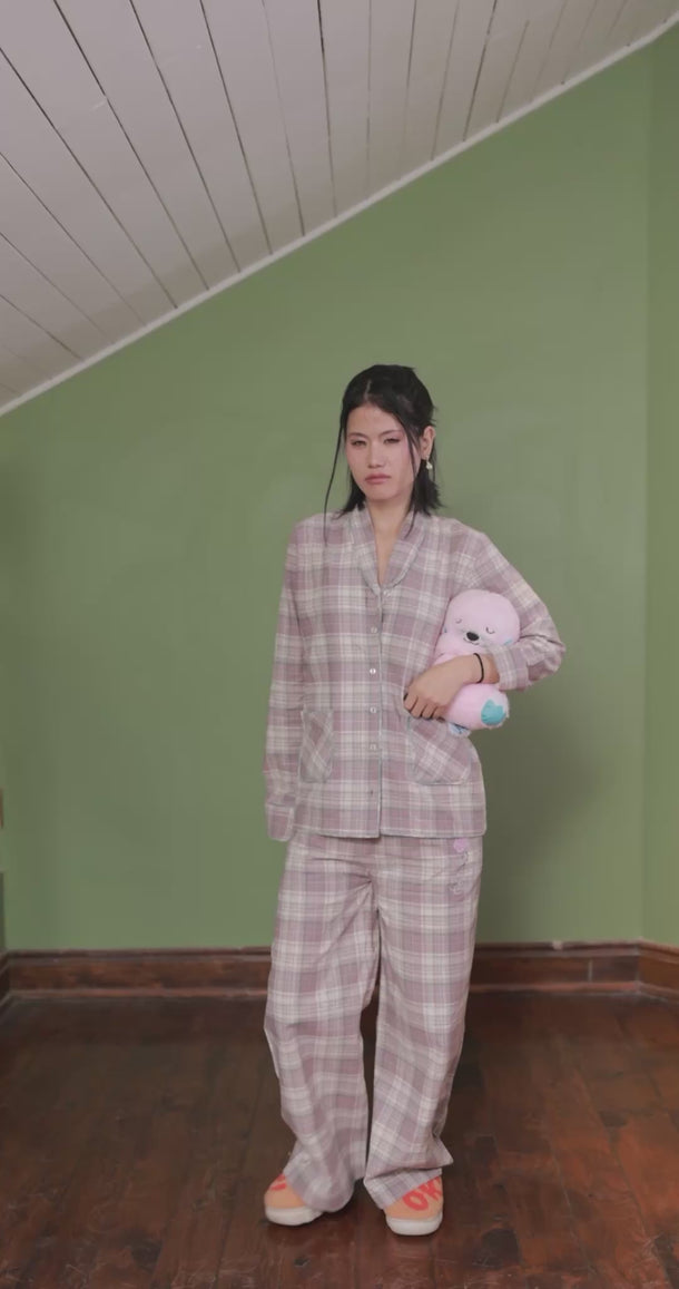 Eve India women Clothing Rose Plaid Flannel Night Suit