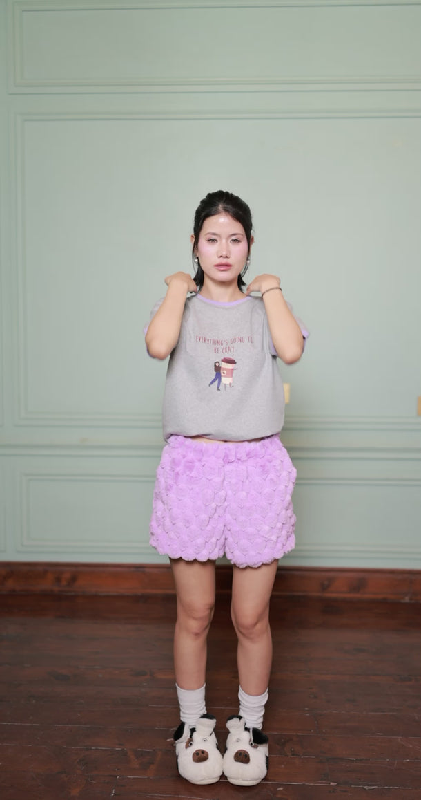 Eve India women Clothing Petal Plush Shorts - Lilac